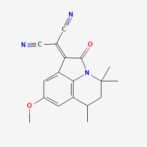 molecular formula C18H17N3O2 B1392798 (8-methoxy-4,4,6-trimethyl-2-oxo-5,6-dihydro-4H-pyrrolo[3,2,1-ij]quinolin-1(2H)-ylidene)malononitrile CAS No. 1256628-08-6