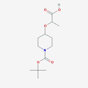 molecular formula C13H23NO5 B1392800 2-{[1-(tert-Butoxycarbonyl)-4-piperidinyl]-oxy}propanoic acid CAS No. 952486-65-6