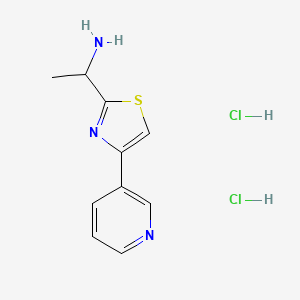 molecular formula C10H13Cl2N3S B1392804 1-[4-(Pyridin-3-yl)-1,3-thiazol-2-yl]ethan-1-amine dihydrochloride CAS No. 1269152-59-1
