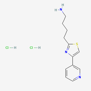 molecular formula C12H17Cl2N3S B1392807 4-[4-(Pyridin-3-yl)-1,3-thiazol-2-yl]butan-1-amine dihydrochloride CAS No. 1258640-99-1