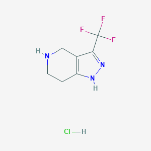 molecular formula C7H9ClF3N3 B1392810 3-(Trifluoromethyl)-4,5,6,7-tetrahydro-1H-pyrazolo[4,3-c]pyridine hydrochloride CAS No. 733757-78-3
