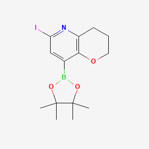 molecular formula C14H19BINO3 B1392832 6-碘-8-(4,4,5,5-四甲基-1,3,2-二氧杂硼环-2-基)-3,4-二氢-2H-吡喃并[3,2-b]吡啶 CAS No. 1356165-84-8