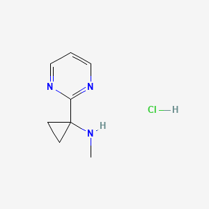 molecular formula C8H12ClN3 B13928347 N-Methyl-1-(pyrimidin-2-YL)cyclopropan-1-amine hcl 