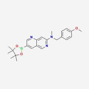 molecular formula C23H28BN3O3 B13928360 N-[(4-methoxyphenyl)methyl]-N-methyl-3-(4,4,5,5-tetramethyl-1,3,2-dioxaborolan-2-yl)-1,6-naphthyridin-7-amine 