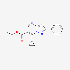 molecular formula C18H17N3O2 B1392838 Ethyl 7-cyclopropyl-2-phenylpyrazolo[1,5-a]pyrimidine-6-carboxylate CAS No. 1245808-03-0
