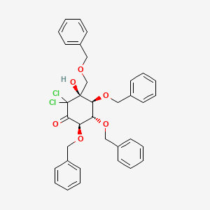 molecular formula C35H34Cl2O6 B13928395 (3S,4s,5s,6r)-2,2-dichloro-3-hydroxy-4,5,6-tris(phenylmethoxy)-3-[(phenylmethoxy)methyl]-cyclohexanone 