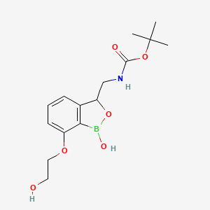 molecular formula C15H22BNO6 B13928667 Tert-butyl ((1-hydroxy-7-(2-hydroxyethoxy)-1,3-dihydrobenzo[C][1,2]oxaborol-3-YL)methyl)carbamate 