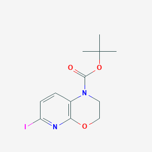 molecular formula C12H15IN2O3 B1392873 tert-Butyl 6-iodo-2,3-dihydro-1H-pyrido[2,3-b][1,4]oxazine-1-carboxylate CAS No. 1214932-35-0