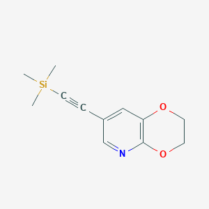 molecular formula C12H15NO2Si B1392875 7-((Trimethylsilyl)ethynyl)-2,3-dihydro-[1,4]dioxino[2,3-b]pyridine CAS No. 1261365-41-6