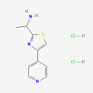 molecular formula C10H13Cl2N3S B1392879 1-[4-(Pyridin-4-yl)-1,3-thiazol-2-yl]ethan-1-amine dihydrochloride CAS No. 1269151-33-8