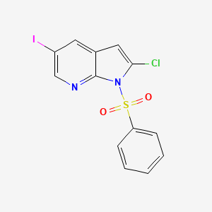 molecular formula C13H8ClIN2O2S B1392928 2-Chloro-5-iodo-1-(phenylsulfonyl)-1H-pyrrolo[2,3-b]pyridine CAS No. 1305324-68-8