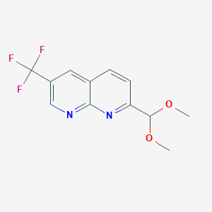 molecular formula C12H11F3N2O2 B1392937 2-(Dimethoxymethyl)-6-(trifluoromethyl)-1,8-naphthyridine CAS No. 1261365-78-9