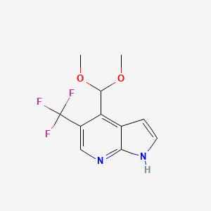 molecular formula C11H11F3N2O2 B1392946 4-(Dimethoxymethyl)-5-(trifluoromethyl)-1H-pyrrolo[2,3-b]pyridine CAS No. 1261365-40-5