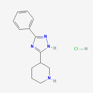 molecular formula C13H17ClN4 B1392971 3-(3-Phenyl-1H-1,2,4-triazol-5-yl)piperidine hydrochloride CAS No. 1263094-24-1