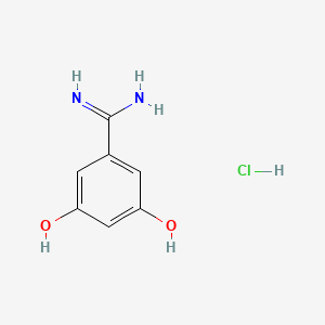 molecular formula C7H9ClN2O2 B1392972 3,5-Dihydroxybenzenecarboximidamide hydrochloride CAS No. 1242339-28-1