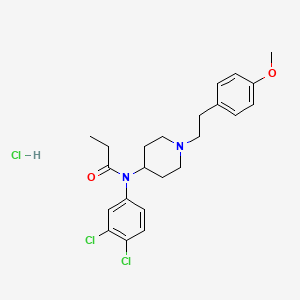 molecular formula C23H29Cl3N2O2 B13929826 N-(3,4-dichlorophenyl)-N-{1-[2-(4-methoxyphenyl)ethyl]piperidin-4-yl}propionamide hydrochloride 