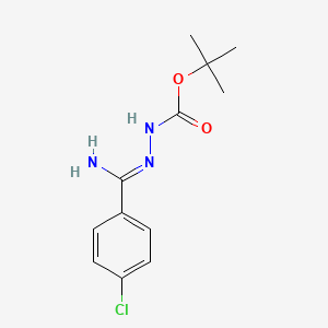 molecular formula C12H16ClN3O2 B1392992 tert-butyl N-[(E)-[amino-(4-chlorophenyl)methylidene]amino]carbamate CAS No. 1053656-11-3
