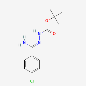 molecular formula C12H16ClN3O2 B1392992 N'-[1-Amino-1-(4-chlorophenyl)methylidene]hydrazinecarboxylic acid tert-butyl ester CAS No. 1053656-11-3