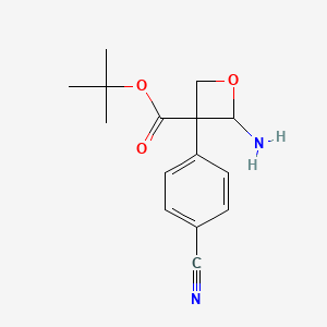 molecular formula C15H18N2O3 B13930071 Tert-butyl 2-amino-3-(4-cyanophenyl)oxetane-3-carboxylate 