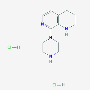 molecular formula C12H20Cl2N4 B1393008 8-(Piperazin-1-yl)-1,2,3,4-tetrahydro-1,7-naphthyridine dihydrochloride CAS No. 1233513-21-7