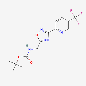molecular formula C14H15F3N4O3 B1393009 tert-butyl N-({3-[5-(trifluoromethyl)pyridin-2-yl]-1,2,4-oxadiazol-5-yl}methyl)carbamate CAS No. 1160994-72-8