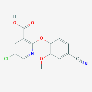 B1393020 5-Chloro-2-(4-cyano-2-methoxyphenoxy)nicotinic acid CAS No. 1255147-24-0