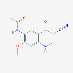 molecular formula C13H11N3O3 B13930221 N-(3-Cyano-4-hydroxy-7-methoxy-6-quinolinyl)-acetamide 