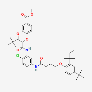 molecular formula C41H53ClN2O7 B13930340 Benzoic acid, 4-[1-[[[5-[[4-[2,4-bis(1,1-dimethylpropyl)phenoxy]-1-oxobutyl]amino]-2-chlorophenyl]amino]carbonyl]-3,3-dimethyl-2-oxobutoxy]-, methyl ester CAS No. 63217-24-3