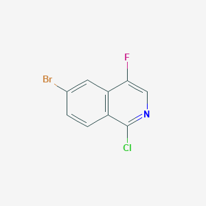 molecular formula C9H4BrClFN B13930571 6-Bromo-1-chloro-4-fluoroisoquinoline 