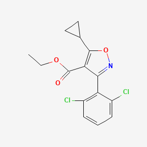 molecular formula C15H13Cl2NO3 B1393062 Ethyl 5-cyclopropyl-3-(2,6-dichlorophenyl)isoxazole-4-carboxylate CAS No. 1020569-65-6