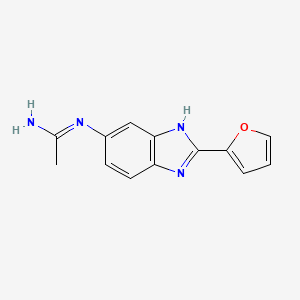 molecular formula C13H12N4O B13930685 n-[2-(Furan-2-yl)-3h-benzimidazol-5-yl]acetamidine 