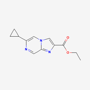 molecular formula C12H13N3O2 B13930808 Ethyl 6-cyclopropylimidazo[1,2-a]pyrazine-2-carboxylate 