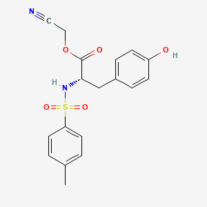 molecular formula C18H18N2O5S B13930911 ALANINE, 3-(p-HYDROXYPHENYL)-N-(p-TOLYLSULFONYL)-, CYANOMETHYL ESTER, L- CAS No. 64187-18-4