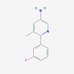 molecular formula C12H11FN2 B1393093 6-(3-氟苯基)-5-甲基吡啶-3-胺 CAS No. 1214373-18-8
