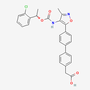 molecular formula C27H23ClN2O5 B13931008 2-[4-[4-[4-[[(1S)-1-(2-chlorophenyl)ethoxy]carbonylamino]-3-methyl-1,2-oxazol-5-yl]phenyl]phenyl]acetic acid CAS No. 1228690-49-0