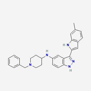 molecular formula C28H29N5 B13931030 N-(1-benzylpiperidin-4-yl)-3-(6-methyl-1H-indol-2-yl)-1H-indazol-5-amine 