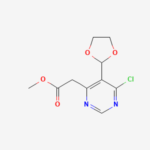 molecular formula C10H11ClN2O4 B13931068 Methyl 2-(6-chloro-5-(1,3-dioxolan-2-yl)pyrimidin-4-yl)acetate 