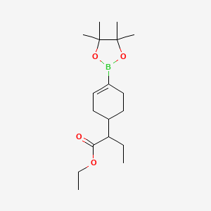 molecular formula C18H31BO4 B13931075 Ethyl 2-(4-(4,4,5,5-tetramethyl-1,3,2-dioxaborolan-2-yl)cyclohex-3-en-1-yl)butanoate 