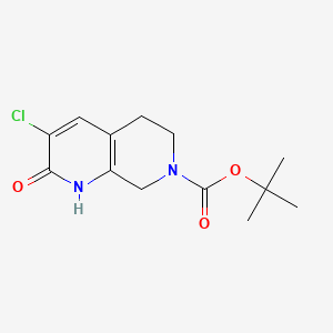 molecular formula C13H17ClN2O3 B13931135 Tert-butyl 3-chloro-2-hydroxy-5,8-dihydro-1,7-naphthyridine-7(6H)-carboxylate 