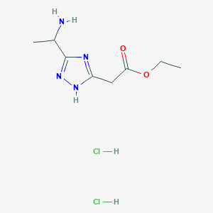 molecular formula C8H16Cl2N4O2 B13931187 [5-(1-Aminoethyl)-4h-[1,2,4]triazol-3-yl]acetic acid ethyl ester dihydrochloride 