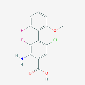 molecular formula C14H10ClF2NO3 B13931234 3-Amino-6-chloro-2,2'-difluoro-6'-methoxy-[1,1'-biphenyl]-4-carboxylic acid 