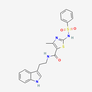 molecular formula C21H20N4O3S2 B13931332 N-[2-(1H-indol-3-yl)ethyl]-4-methyl-2-[(phenylsulfonyl)amino]-1,3-thiazole-5-carboxamide 