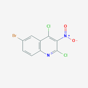 molecular formula C9H3BrCl2N2O2 B13931374 6-Bromo-2,4-dichloro-3-nitroquinoline 