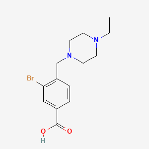 molecular formula C14H19BrN2O2 B13931407 3-Bromo-4-((4-ethylpiperazin-1-yl)methyl)benzoic acid CAS No. 1131594-71-2