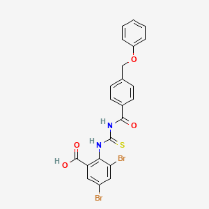 molecular formula C22H16Br2N2O4S B13931422 3,5-Dibromo-2-[[4-(phenoxymethyl)benzoyl]carbamothioylamino]benzoic acid CAS No. 532431-31-5