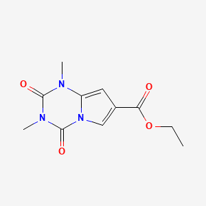 molecular formula C11H13N3O4 B13931470 Ethyl 1,3-dimethyl-2,4-dioxo-1,2,3,4-tetrahydropyrrolo[1,2-a][1,3,5]triazine-7-carboxylate CAS No. 54449-29-5