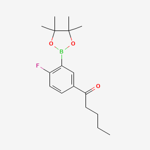 molecular formula C17H24BFO3 B1393152 1-(4-Fluoro-3-(4,4,5,5-tetramethyl-1,3,2-dioxaborolan-2-yl)phenyl)pentan-1-one CAS No. 1150271-37-6