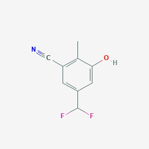 molecular formula C9H7F2NO B13931565 5-(Difluoromethyl)-3-hydroxy-2-methylbenzonitrile 