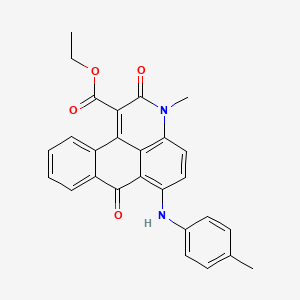 molecular formula C27H22N2O4 B13931618 3H-Dibenz(f,ij)isoquinoline-1-carboxylic acid, 2,7-dihydro-3-methyl-6-((4-methylphenyl)amino)-2,7-dioxo-, ethyl ester CAS No. 63059-39-2