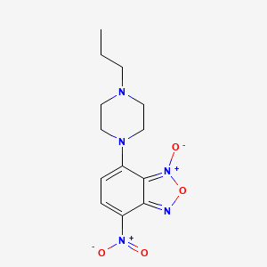 molecular formula C13H17N5O4 B13931629 Benzofurazan, 4-nitro-7-(4-propyl-1-piperazinyl)-, 1-oxide CAS No. 61785-52-2